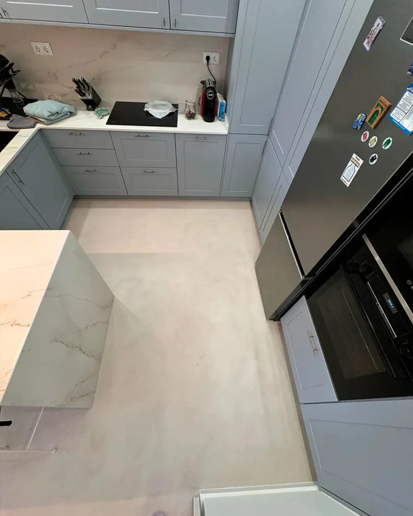 antes y después de pintores de microcemento en mejorada del campo suelos