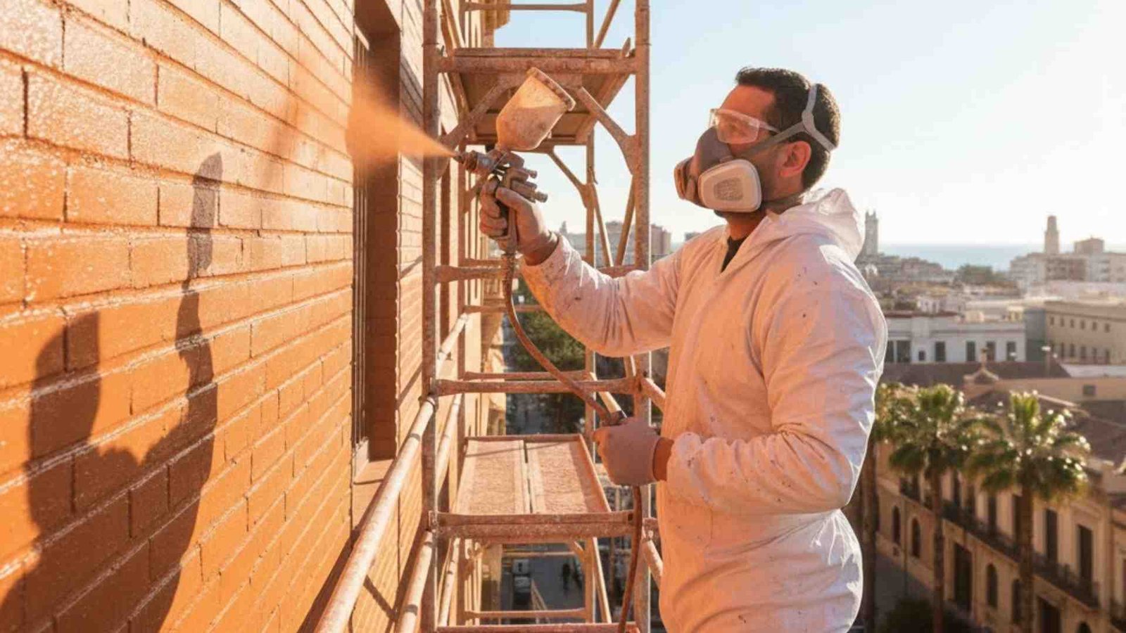 La misma fachada rehabilitada, pintada e impermeabilizada